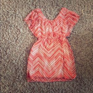 Francesca’s, size med, coral & white chevron dress